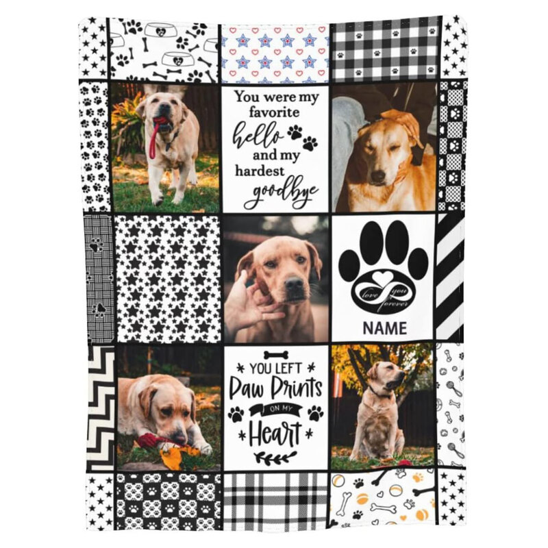 Custom Blanket, Personalized with Pet Photo Picture Blanket Dog Memorial Gifts - Sympathy for Loss of Dog