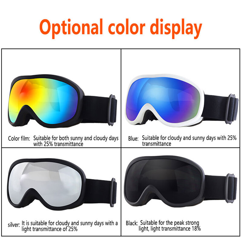 Óculos de esqui esféricos à prova de vento para homens e mulheres, óculos de camada dupla, anti-nevoeiro, óculos para caminhadas e miopia, inverno, 2022