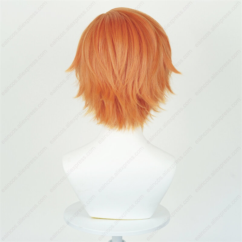 Peluca de Cosplay Anime Akito Shinonome, pelucas cortas naranjas de 30cm, pelo sintético resistente al calor