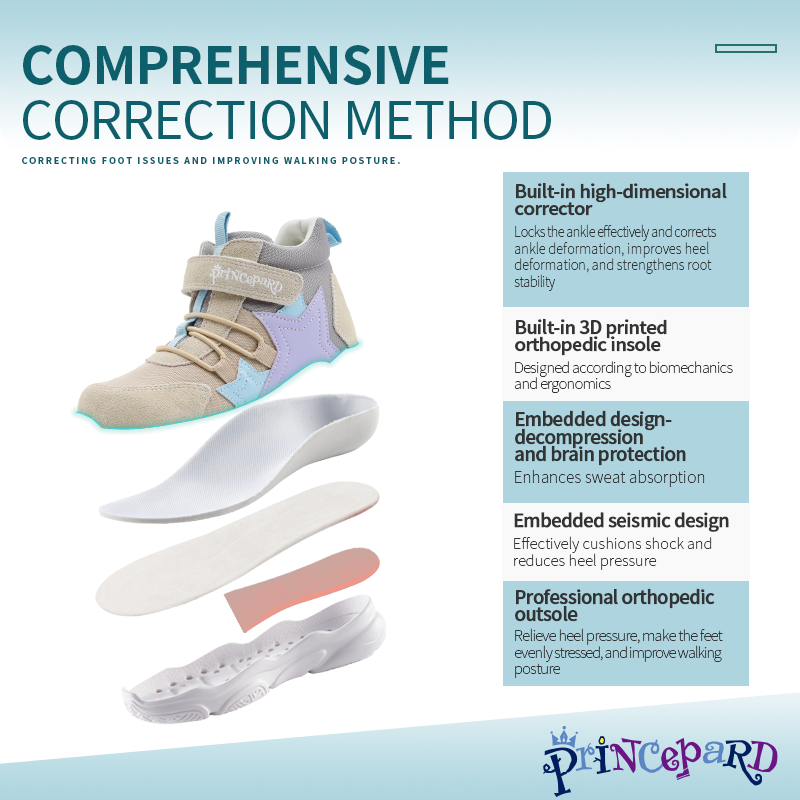 Dziecięce buty ortopedyczne, Princepard High-Top Ankle Support Corrective Sneaker dla chłopców i dziewcząt Prawidłowe płaskostopie Tiptoe Walking