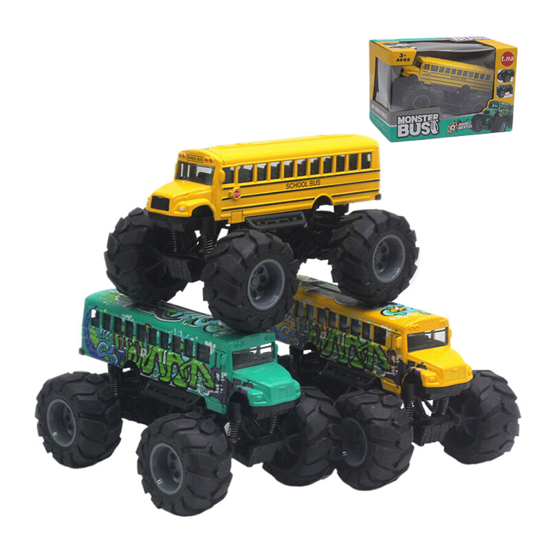 Legierung Monster Schulbus zurückziehen Modell Junge Spielzeug Bus Auto Schulbus zurückziehen Modell Bus Auto
