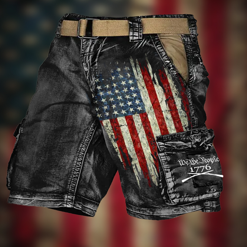 Pantalones cortos deportivos para hombre, Shorts con estampado 3d de la bandera del Día de la independencia, estilo informal, novedad de verano