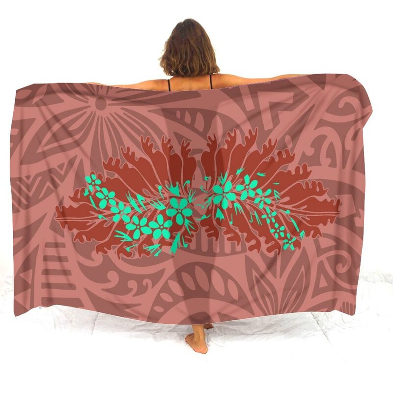 Polynesian custom patterned sarong Hawaiian seaside resort cape Tribal Peoples one-piece coat 2024 new sarong