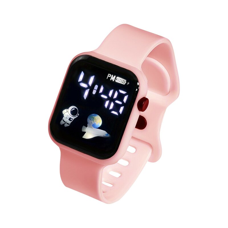Zegarek dla dzieci odpowiedni dla studentów na zewnątrz zegarki elektroniczne wyświetlacz Led zegarek kwadratowa tarcza silikonowy pasek do zegarka