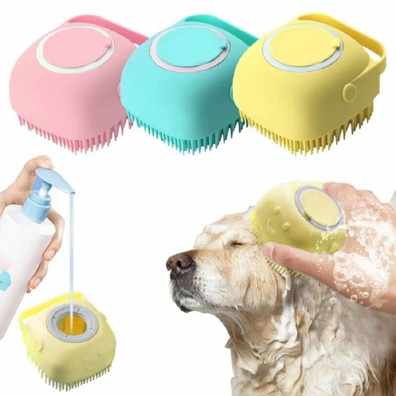 Hot Pet cat and dog silicone bath brush massage care soft bath brush can fill liquid bath ball brush pet accessory dog cat tool
