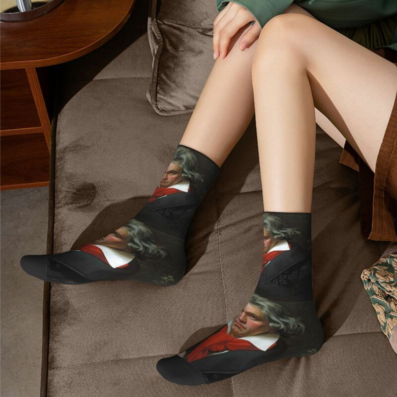 Ludwig Van Beethoven Socks Harajuku Super Soft Stockings All Season Long Socks Accessories for Unisex Gifts