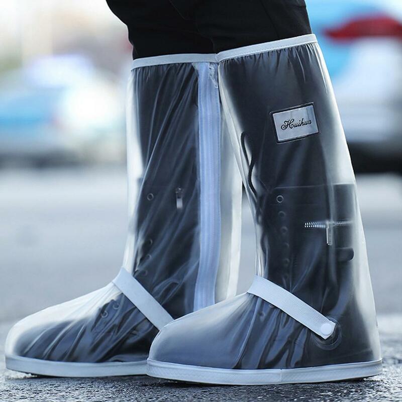 High-tube Rain Boot Covers Dustproof Non-Slip Zipper Design Wear-resistant Shoe Protection Thickened Overshoes Rain Boot Covers