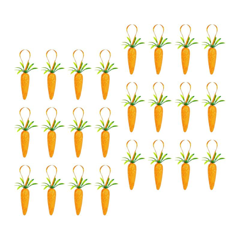 24 Pieces Easter Carrot Hanging Ornaments Simulation Artificial Carrots for Party Supplies Easter Decoration Crafts Kitchen Home