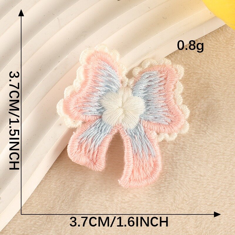 Hot Selling Bow Embroidery Patches Handmade Butterfly Badges No-adhesive DIY Fabric Sew on Patch Hair Clips Handbags Accessories