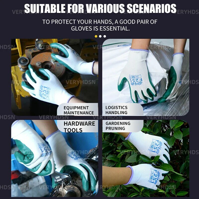 3pairs Ultra-Thin Work Gloves PU Coated Firm Non-Slip Grip Knit Wrist Cuff Durable & Breathable Multi-Purpose Touchscreen