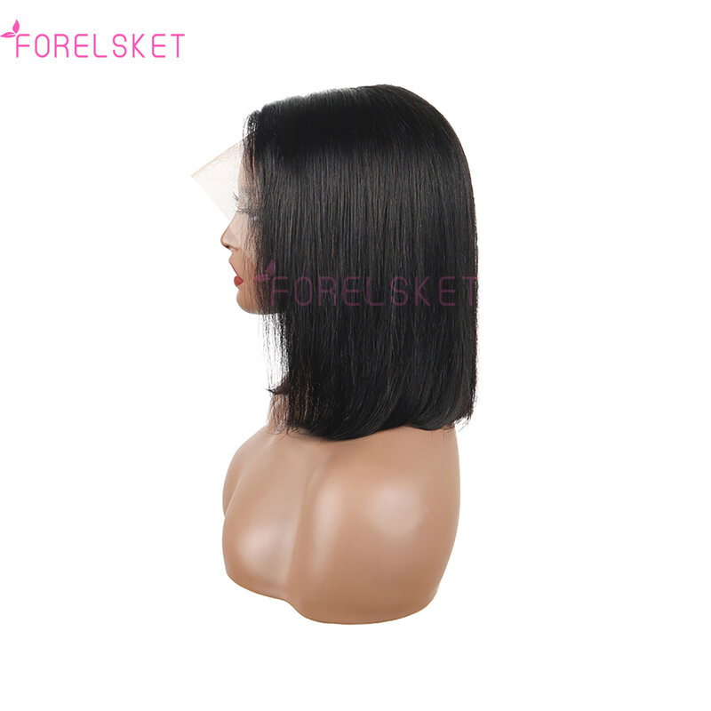 Sophia-Perruque Bob Lace Front Wig sans colle naturelle, cheveux courts lisses, HD, 180%, pour femmes