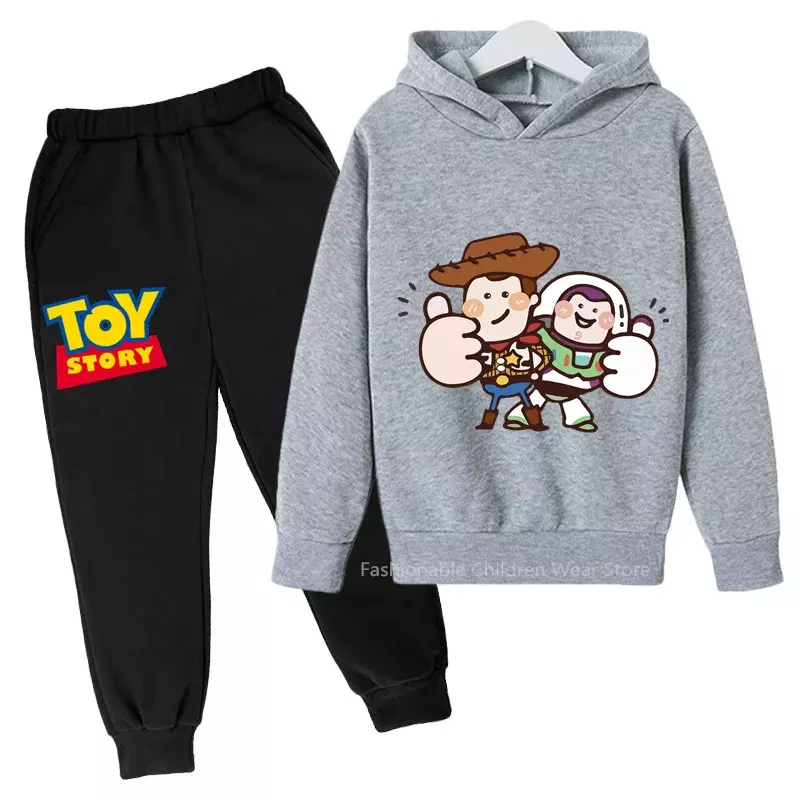 Set Hoodie dan celana anak-anak, Hoodie Disney's Toy Story-pakaian kasual dan gaya untuk anak laki-laki dan perempuan musim gugur dan musim semi