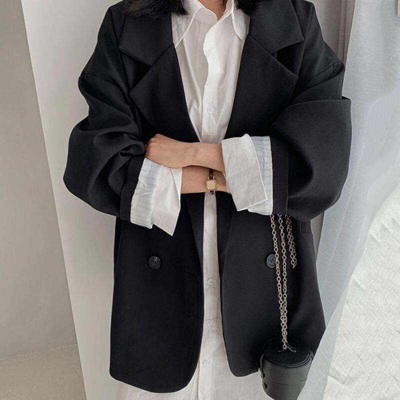 Elegancka płaszcz wierzchni, ponadgabarytowa o zwykłej długości pani biurowa w jednolitym kolorze formalnym garnitur płaszcz wierzchni marynarka podstawowy styl garnitur kurtka odzież wierzchnia