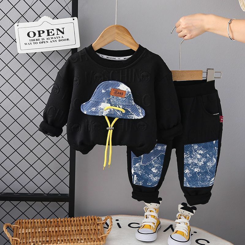 Children's Clothing Spring and Autumn New Baby Boys Long sleeved Sweater Pants Two Piece Set  Boys Tracksuits Outfit for Kids