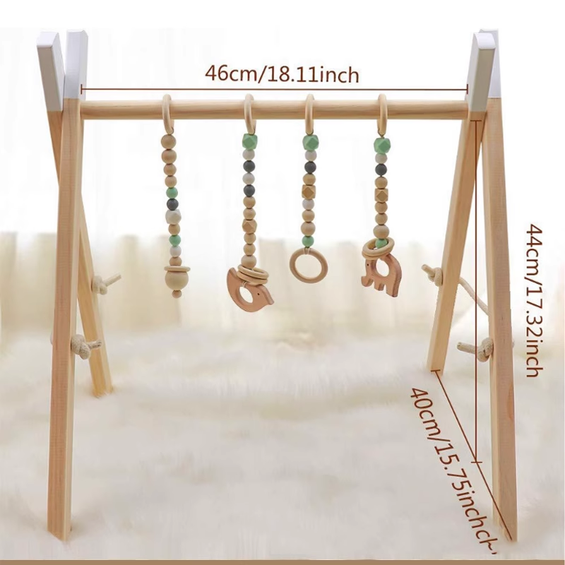 Xihatoy Holz Baby Gym mit 4 hängen an Spielzeug in Ausrüstung Dekoration für Neugeborene und Kleinkinder Kinder frühe Bildung