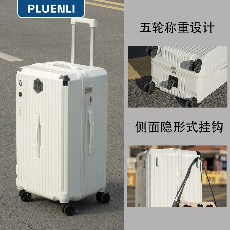 PLUENLI-حقيبة ترولي متعددة الوظائف بسعة كبيرة ، حقيبة سميكة بكلمة مرور ، أمتعة قوية ، خمس عجلات