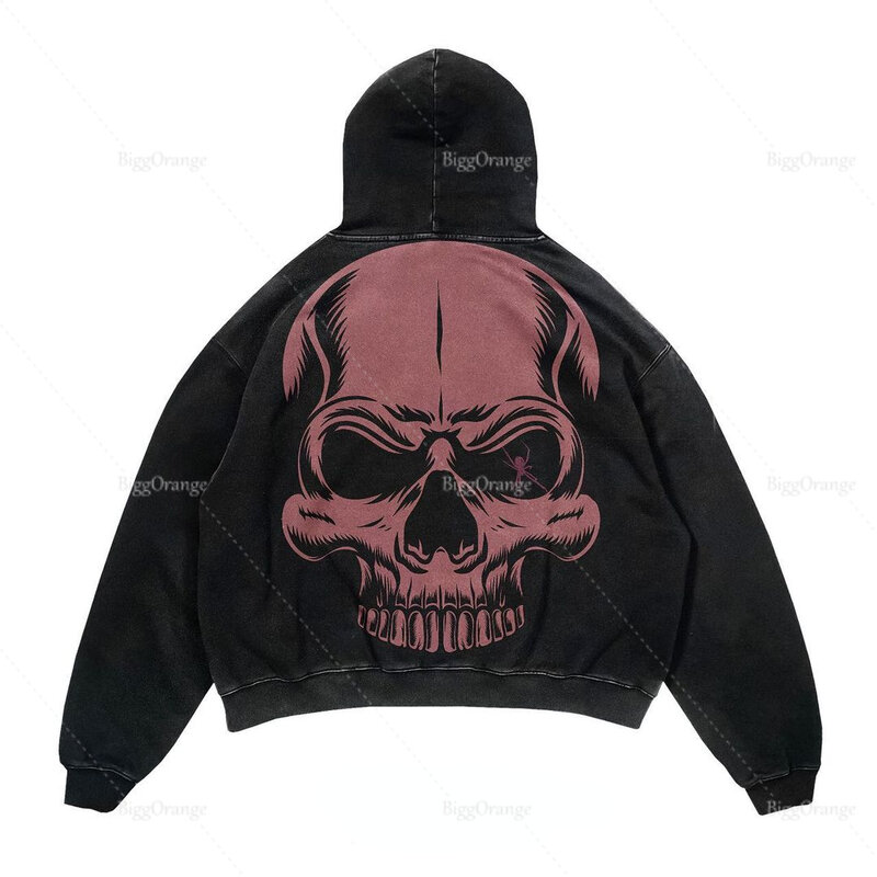 New Back Skull Large Print Front Pattern Print Punk Sweater 2022 New Hoodie Personality Print Hoodie