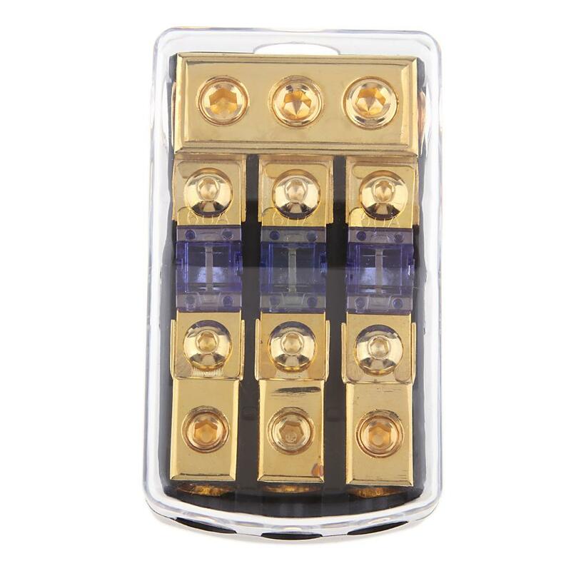 3 Way Alloy Plated Gold Fuse Deconcentrator Block 80A for Marine Boat Audio