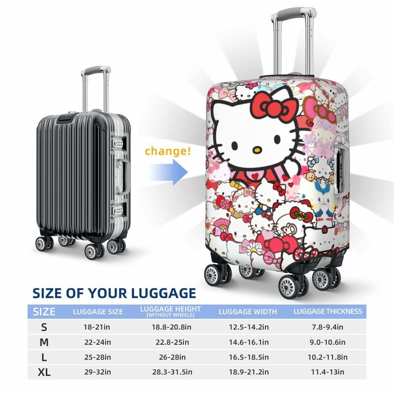 Niestandardowy ochraniacz na pokrowiec na walizkę Hello Kitty Sanrio pokrowiec na bagaż podróżny nadający się do prania, pasuje do Cal 18-32