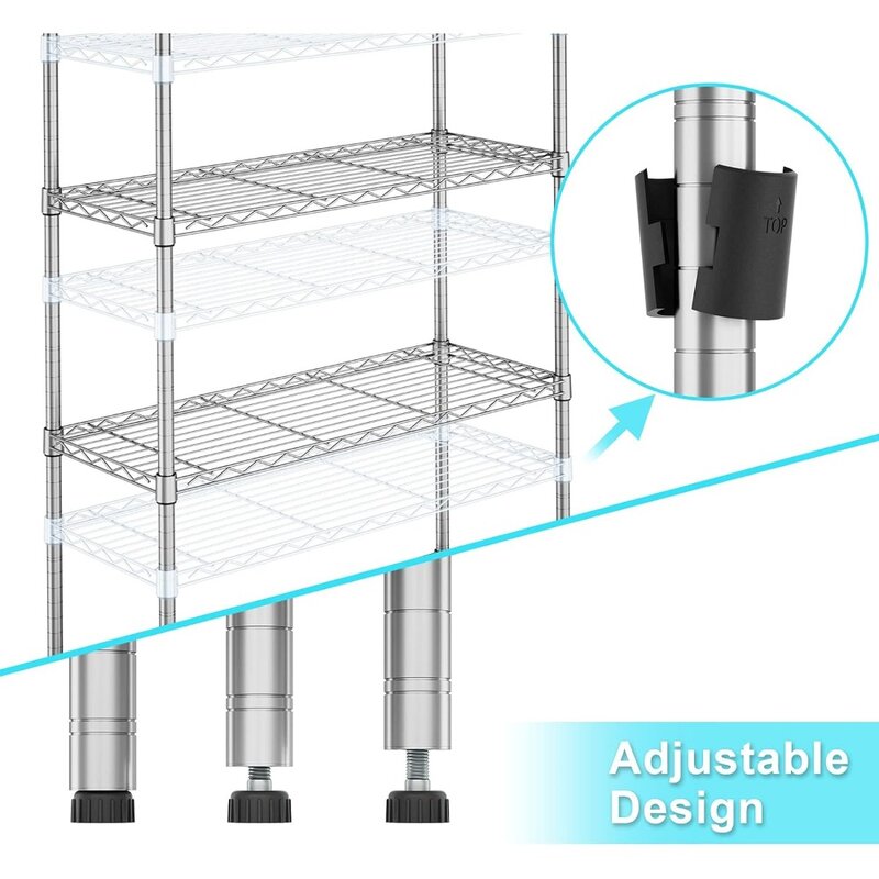 Auslar 3-Shelf Storage Wire Shelves Heavy Duty 3 Tiers Standing Shelving Units Adjustable Metal Organizer Wire Rack, Chrome