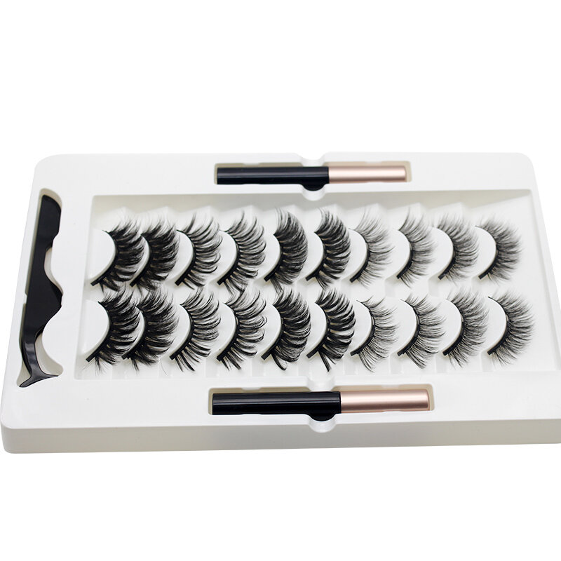 Kit ciglia magnetiche con Eyeliner Natural Thick Long Eye Lashes Extension ciglia finte riutilizzabili strumento per il trucco TSLM1