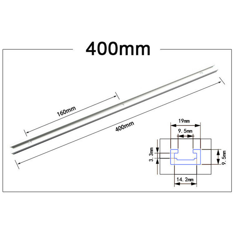 Liga de alumínio T-Track Jig Ferramentas para Carpintaria Router, T-slot, 300-600mm, 1pc