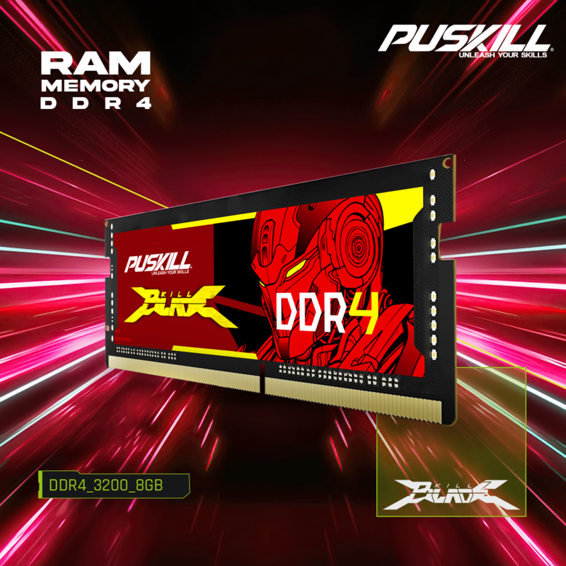 Puskill Memoria RAM máy tính xách tay DDR4 DDR3L 16GB 8GB 4GB 32GB 3200 2666 2400 1600 1333 Bộ nhớ máy tính xách tay SODIMM