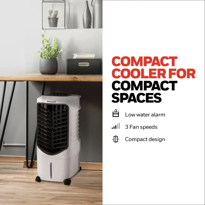 Honeywell Ruhig, Niedrigen Energie, Kompakte Spot Fan & Luftbefeuchter, TC09PEU Weiß Indoor Tragbare Verdunstungsluftkühler