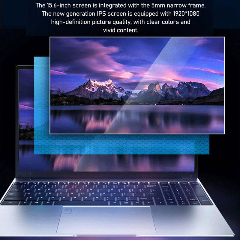 Laptop Game i5/i7 15.6 inci, RAM 16G/8G DDR4 SSD 2TB Netbook Windows 10 lampu latar sidik jari IPS layar definisi tinggi