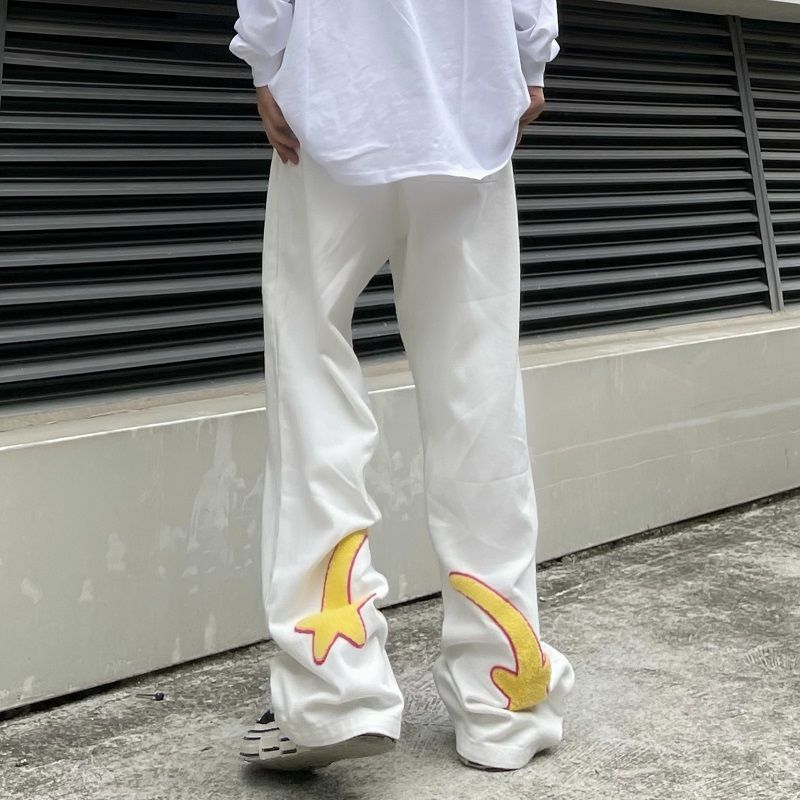High Street Y2K Jeans Retro jahitan pria wanita Ins merek Tide Niche Fried Street Hiphop desain celana kasual