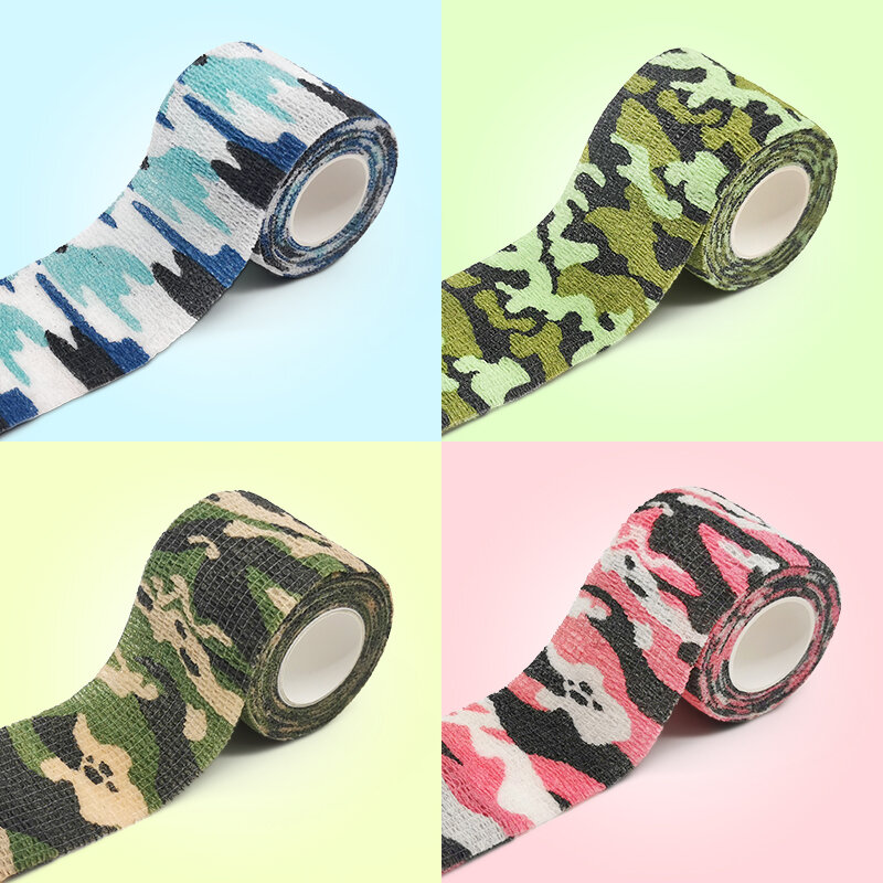 Camping Wandelen Zelfklevende Camouflage Elastische Tape Camo Wrap Outdoor Gereedschap Militaire Tactische Edc Survival Bandage 5*450Cm