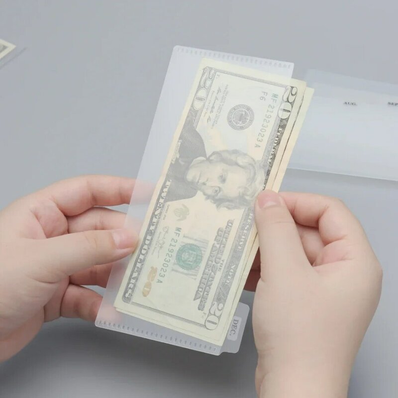 Cash Envelopes 6Tabs Bill Holders Money Budget System Wallet Divider No Hole Frosted PP Budgeting Pockets for Bill Planner