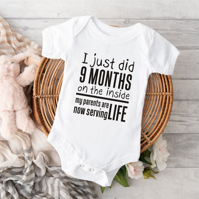 I Just Spent 9 Months on The Inside Print Newborn Bodysuit Funny Cotton Baby Girl Clothes Aesthetic Gift Infant Onesie