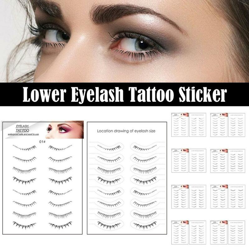 Natural Lower Eyelash Tattoo Stickers, descartável, impermeável, extensão dos olhos, maquiagem duradoura, ferramentas de simulação, grande, U5X0