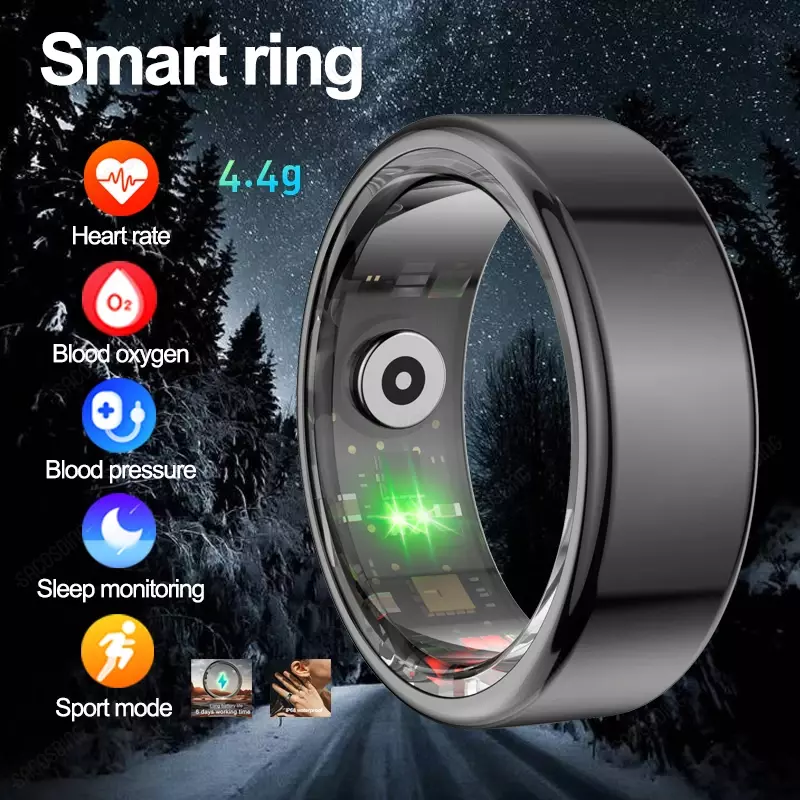 Smart Ring Rastreador de Fitness para Homens e Mulheres, Frequência Cardíaca, Sangue, Oxigênio, Sono, Monitor de Saúde, Atividade Esportiva, R02, Android, iOS, 2024