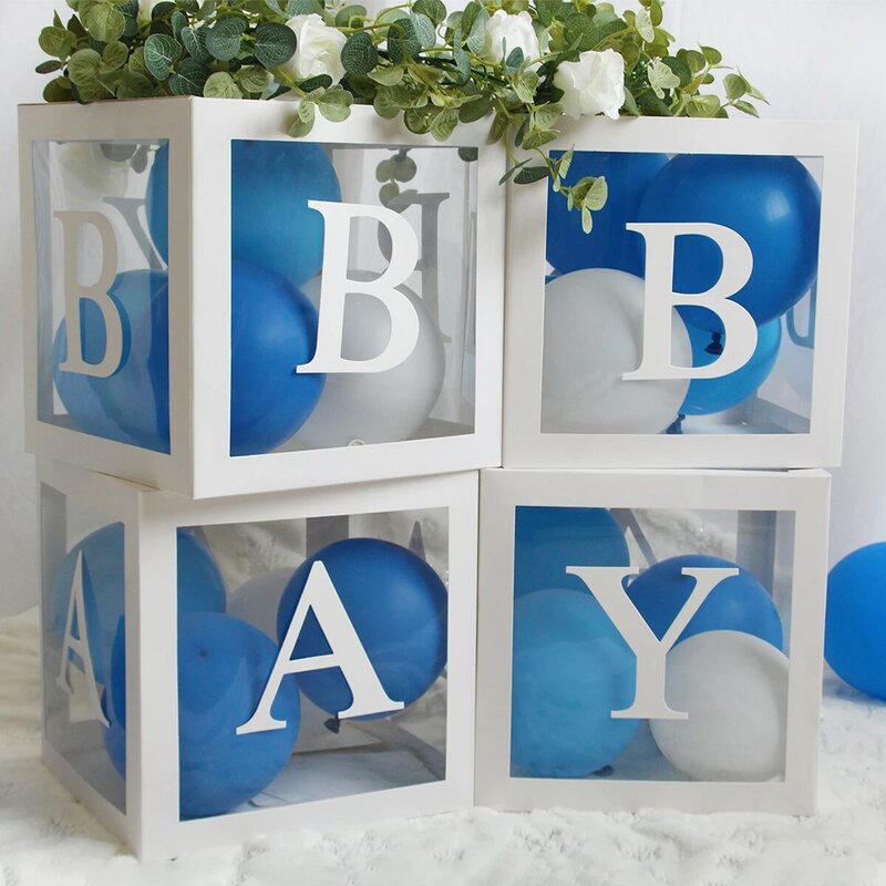 27/25cm Custom Transparent Letter Box A-Z Baby Shower Girl 1st Birthday Party Decoration Kids Wedding Birthday Balloon DIY Box