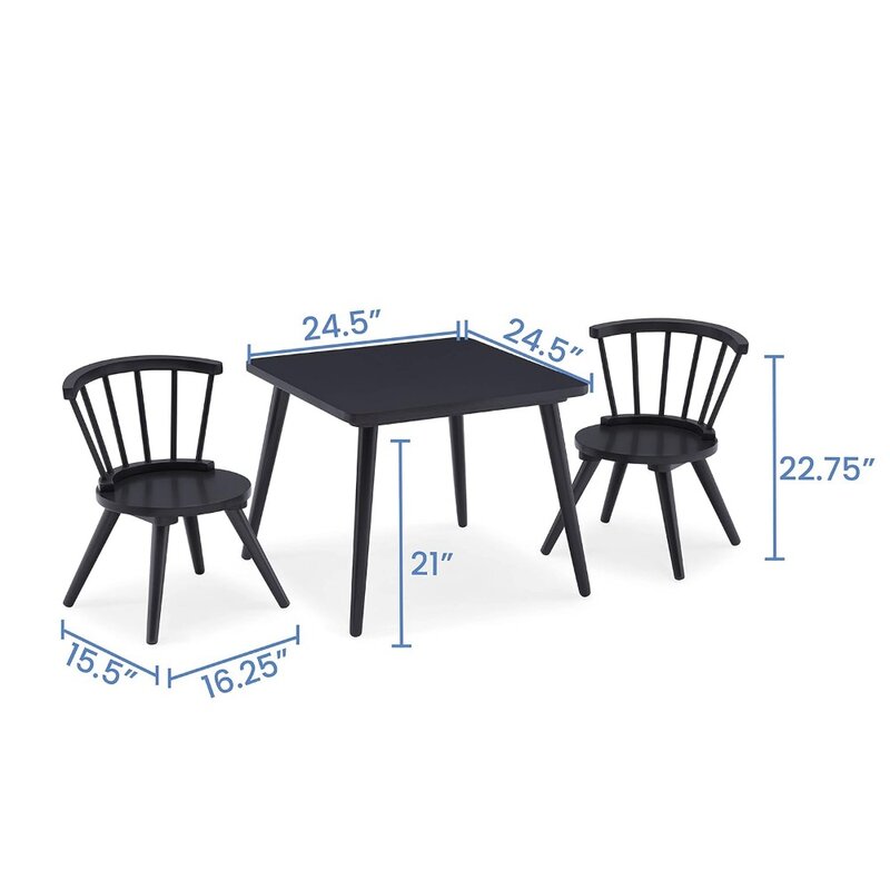 Set kursi meja (termasuk 2 kursi)-Ideal untuk Seni & Kerajinan, waktu makanan ringan, Pemintalan rumah, pekerjaan Rumah & lainnya, tengah malam abu-abu