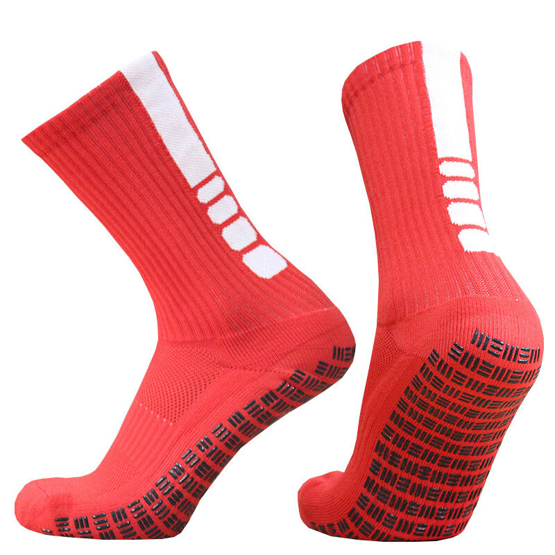 Vertical deslizamento Anti Dots Soccer Socks masculino, 3 Barras, Meias de Futebol Grip, novas listras