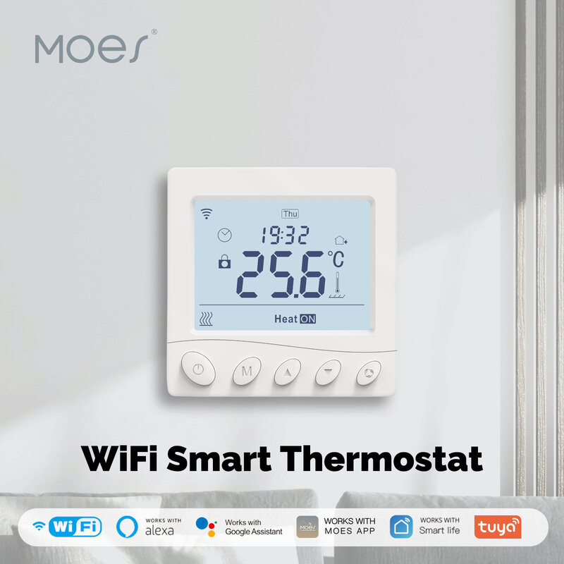 Tuya-Contrôleur de température de salle de thermostat WiFi, eau, chauffage au sol électrique, gaz, bomicrophone, contrôle d'application, fonctionne avec Alexa, Google Home