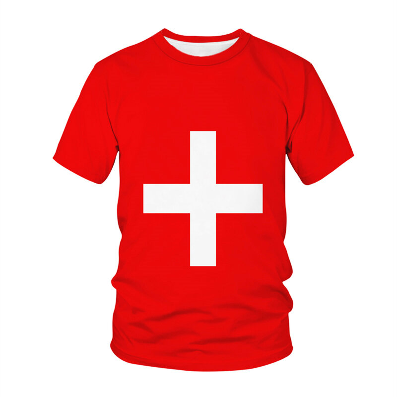 T-Shirt modello bandiera nazionale svizzera t-Shirt a maniche corte da donna nuova estate di vendita calda da uomo Top Shirt 3D per bambini