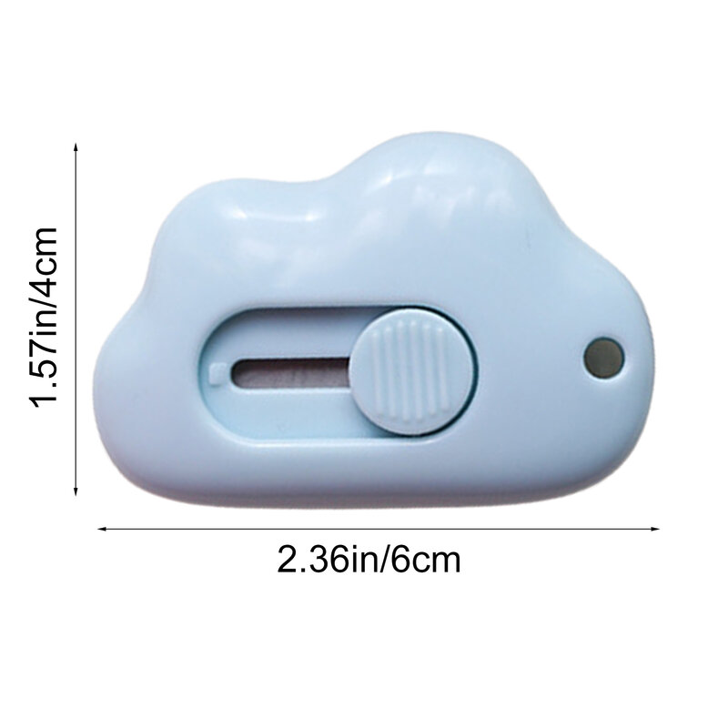 Kotak Utilitas Mini Pemotong Awan Berbentuk Lucu Portabel Dapat Ditarik Pembuka Surat Amplop Kertas Slitter dengan Lubang Gantungan Kunci