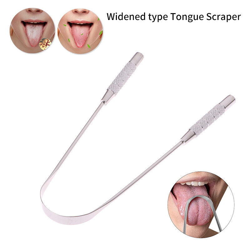 Aço inoxidável Tongue Scraper Cleaner, reduzir o mau hálito, Metal Tolerância Scrappers, Fresh, 1Pc