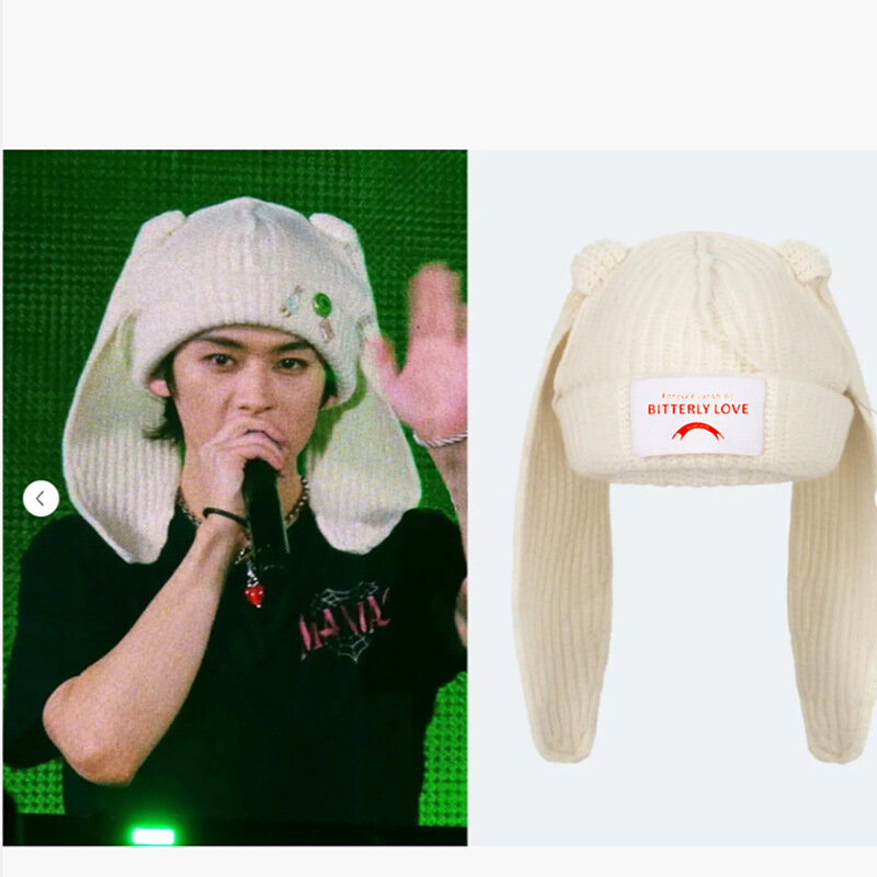 Kpop Stray Kids HyunJin Hendery Same Beanies WAYV Leeknow Knitted Cat Ear Hat Fashion Cute Cap LoverBoy Casual Headgear