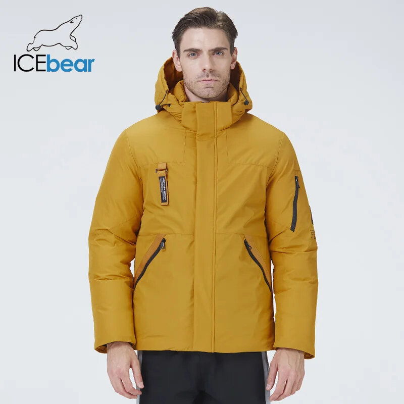 Icebear-男性、男性のパーカー、必須の衣類、防風性と暖かい、ファッショナブル、冬、mwd21926i、2023用のマルチポケットフード付きジャケット