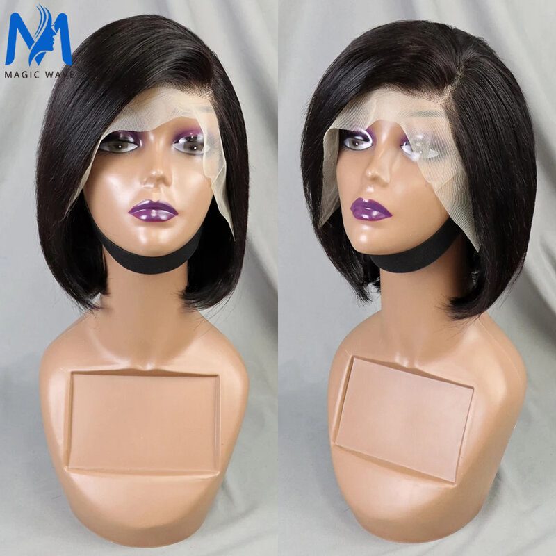Wig potongan transparan Pixie renda 13x4 Wig renda prepleck Brazilia rambut manusia Wig rambut manusia untuk wanita Wig Bob pendek lurus