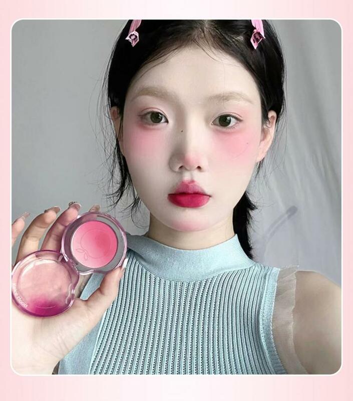 1 Stuk Tweekleurige Gradiëntkleur Prachtige Blush Poeder Gezicht Wang Blusher Poeder Make-Up Professionele Contour Roze Blusher Poeder