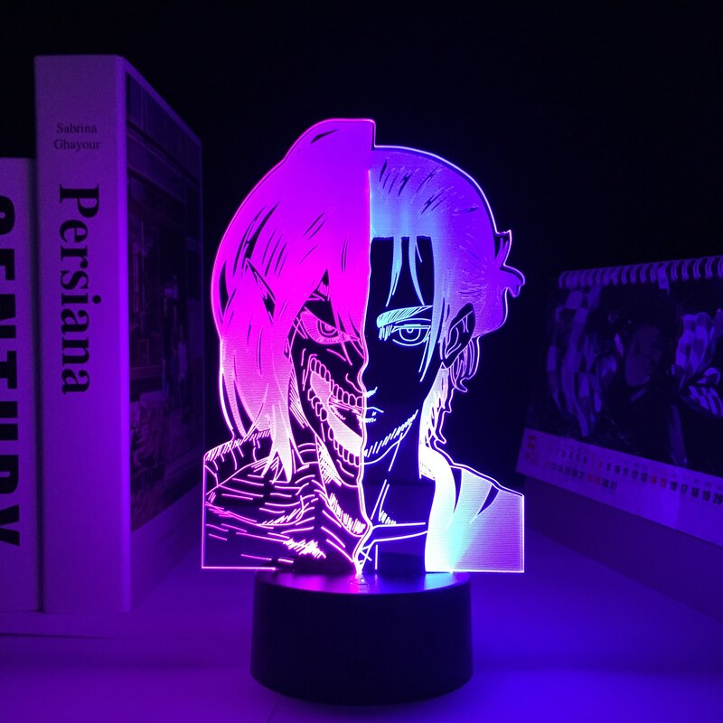 Eren Yeager Attack on Titan4 3d luz nocturna habitación decoración del hogar Luz Nocturna Shingeki No Kyojin luz nocturna de Anime para niños
