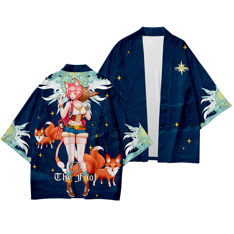 Kaus Kimono Penyihir Tarot Harajuku Baru Pakaian Jubah Mode Gambar Cetak 3d Atasan Lengan Tujuh Titik Wanita Pria Jaket Kardigan Uniseks