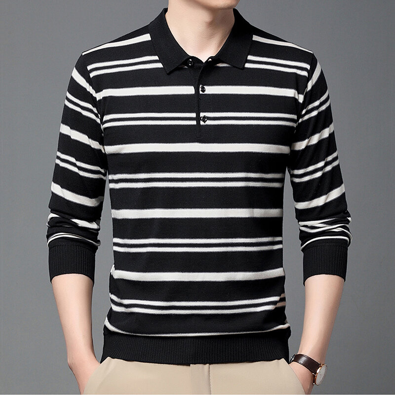 Camisa de lapela de manga comprida masculina, textura simples e confortável, pulôver espesso e quente, camisa casual diária