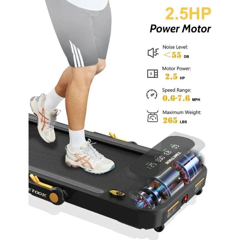 Treadmill lipat 2.5HP, Treadmill berjalan dengan kapasitas berat 265lb, Treadmill listrik yang dapat dilipat untuk pengiriman rumah